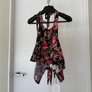 Somedays Lovin Black and Pink Floral Tank Top
